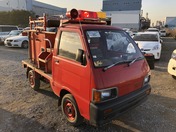It is a picture of the red daihatsu hijet fire truck  fire truck in 1990,First Photo Stock No.Y028550